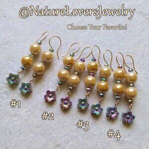 Sexy, Flirty, Feminine! Gorgeous Shimmering Flower Dangle Earrings! Lovely Color
